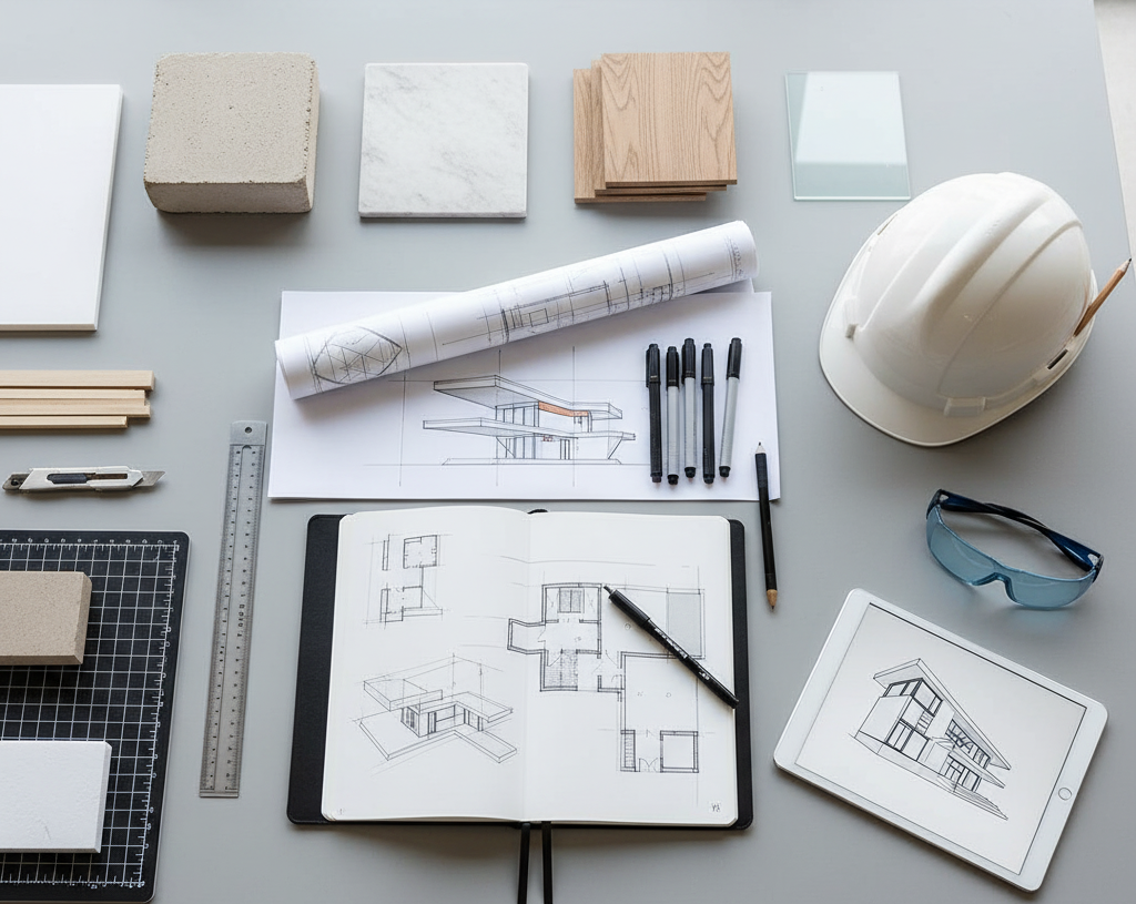 Professional architectural design workspace